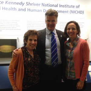 Carole Mendelson, PhD, and Richard Legro, MD, meet with NICHD Acting Director Cathy Spong, MD. NICHD is the second largest source of NIH institute funding for Endocrine Society members. 