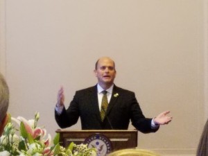 Congressman Tom Reed (R-NY) tells attendees about caring for his son with diabetes to attendees of a Congressional reception on Capitol Hill to celebrate the Society’s Centennial.